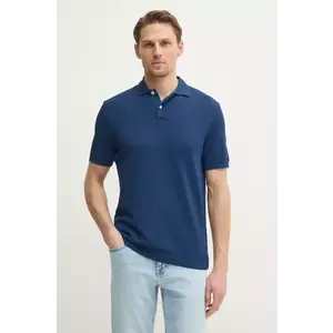 Hackett London polo de bumbac barbati, culoarea albastru marin, neted, HM563450 imagine