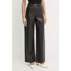 MICHAEL Michael Kors pantaloni de piele femei, culoarea negru, lat, high waist, MR53065FAF imagine