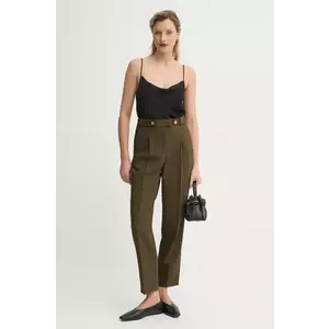 BA&SH pantaloni JUDE femei, culoarea verde, lat, high waist, 1E25JUDE imagine