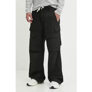 PURPLE BRAND pantaloni de bumbac WOVEN CARGO PANT barbati, culoarea negru, cu fason cargo, P527-WCBB125 imagine