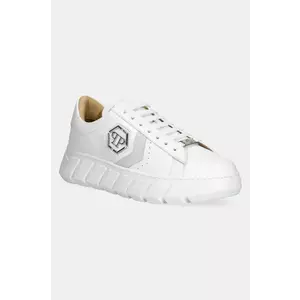 Philipp Plein sneakers din piele Nappa Lo-Top Hexagon culoarea alb, USC0698 PLE075N 01 imagine