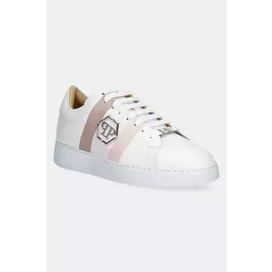 Philipp Plein sneakers din piele Lo-Top Hexagon femei, culoarea alb, USC0704 PLE005N 0103 imagine