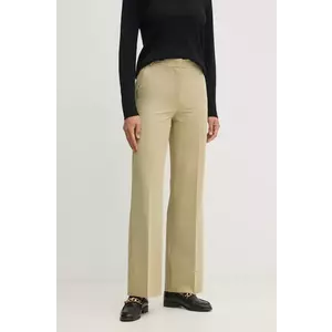 Sisley pantaloni femei, culoarea verde, drept, high waist, 4KVXLF02I imagine