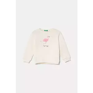 United Colors of Benetton hanorac de bumbac pentru copii culoarea bej, cu imprimeu, 3J68G10J0 imagine