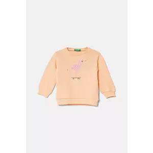 United Colors of Benetton hanorac de bumbac pentru copii culoarea portocaliu, cu imprimeu, 3J68G10J0 imagine