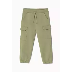 United Colors of Benetton pantaloni de bumbac pentru copii culoarea verde, neted imagine