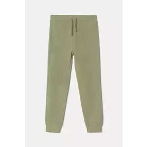 United Colors of Benetton pantaloni de trening din bumbac pentru copii culoarea verde, neted, 3J68CF01P imagine