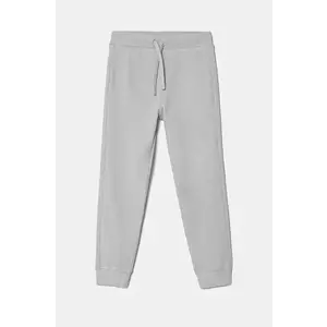 United Colors of Benetton pantaloni de trening din bumbac pentru copii culoarea gri, neted, 3J68CF01P imagine