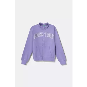 United Colors of Benetton hanorac de bumbac pentru copii culoarea violet, cu imprimeu, 3J68C504N imagine