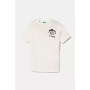 United Colors of Benetton tricou de bumbac pentru copii culoarea bej, cu imprimeu, 3I1XC10N3 imagine