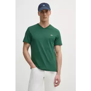 Lacoste tricou din bumbac barbati, culoarea verde, neted, TH5077 imagine