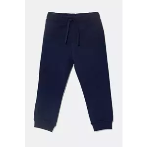 United Colors of Benetton pantaloni de trening din bumbac pentru copii culoarea albastru marin, neted, 3J68GF027 imagine