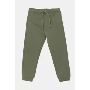 United Colors of Benetton pantaloni de trening din bumbac pentru copii culoarea verde, neted, 3J68GF027 imagine