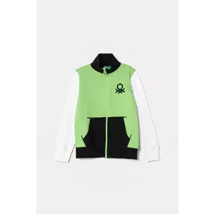 United Colors of Benetton hanorac de bumbac pentru copii culoarea verde, neted, 3J68C501B imagine