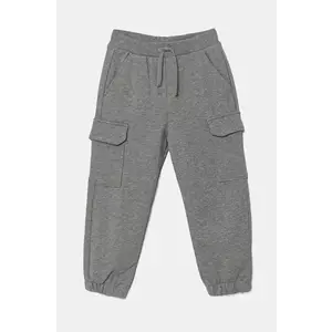 United Colors of Benetton pantaloni de trening din bumbac pentru copii culoarea gri, neted, 3UNIGF045 imagine