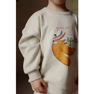 Konges Sløjd hanorac de bumbac pentru copii LOUPY LOU SWEAT SHIRT GOTS culoarea bej, cu imprimeu, KS102706 imagine