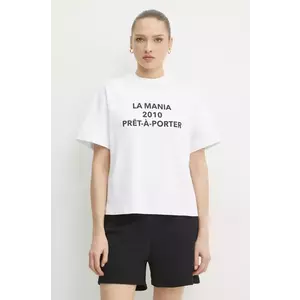 La Mania tricou din bumbac femei, culoarea alb, PRET.A.PORTER imagine