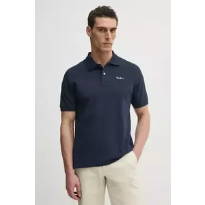 Pepe Jeans polo de bumbac ESSENTIAL POLO CONTRAST LOGO barbati, culoarea albastru marin, neted, PM542298 imagine