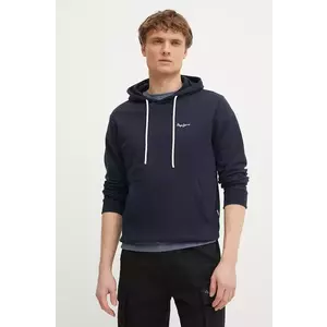 Pepe Jeans hanorac de bumbac ESSENTIAL HOODIE barbati, culoarea albastru marin, cu glugă, neted, PM582839 imagine