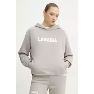 La Mania bluza femei, culoarea bej, cu glugă, cu imprimeu, YOUNG imagine