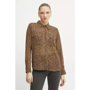 MICHAEL Michael Kors camasa femei, culoarea maro, cu guler clasic, relaxed, MR540OWGRY imagine