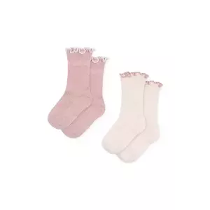 Konges Sløjd sosete copii 2 PACK RIB FRILL SOCKS 2-pack culoarea roz, KS102240 imagine