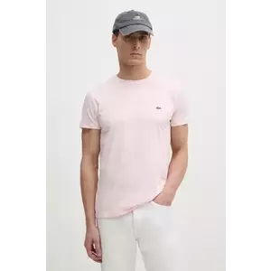 Lacoste tricou din bumbac bărbați, culoarea alb, uni, TH6709 imagine