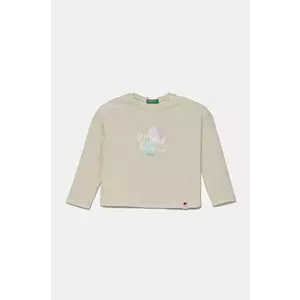 United Colors of Benetton longsleeve din bumbac pentru copii culoarea bej, 3I1XG10IL imagine