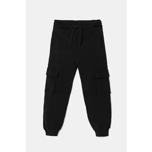 United Colors of Benetton pantaloni de trening din bumbac pentru copii culoarea negru, neted, 3UNICF066 imagine