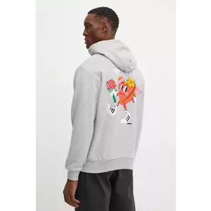 adidas Originals hanorac de bumbac MBN HOODIE barbati, culoarea gri, cu glugă, cu imprimeu, JP0979 imagine