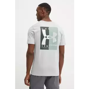 Under Armour tricou de antrenament culoarea gri, cu imprimeu, 1390165 imagine