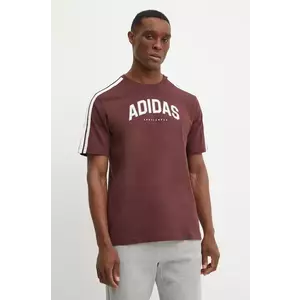 adidas tricou din bumbac M C COLLE Collegiate barbati, culoarea bordo, cu imprimeu, JM0380 imagine