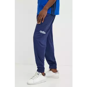 adidas pantaloni de trening Essentials Linear barbati, culoarea albastru marin, cu imprimeu, JE9011 imagine