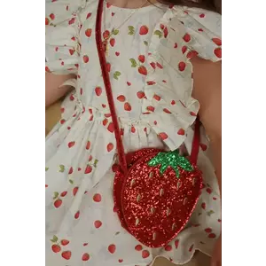 Konges Sløjd poseta fete TUT STRAWBERRY SHOULDER BAG culoarea rosu, KS102388 imagine