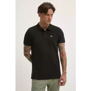 Tommy Jeans polo de bumbac barbati, culoarea negru, neted, DM0DM20676 imagine