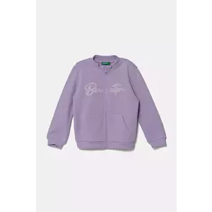 United Colors of Benetton hanorac de bumbac pentru copii culoarea violet, modelator, 3J70G503N imagine