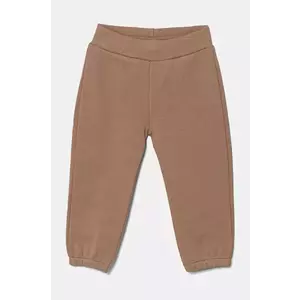 United Colors of Benetton pantaloni de trening din bumbac pentru bebeluși culoarea verde, neted, 3J70AF029 imagine