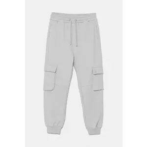 United Colors of Benetton pantaloni de trening din bumbac pentru copii culoarea gri, neted, 3UNICF066 imagine