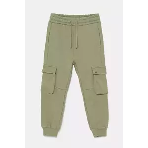 United Colors of Benetton pantaloni de trening din bumbac pentru copii culoarea verde, neted, 3UNICF066 imagine