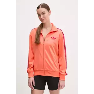 adidas Originals bluza Firebird femei, culoarea portocaliu, cu imprimeu, JP2294 imagine