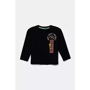 United Colors of Benetton longsleeve din bumbac pentru copii culoarea albastru marin, cu imprimeu, 35RYG10I6 imagine