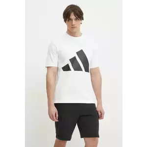 adidas tricou din bumbac Essentials barbati, culoarea alb, cu imprimeu, JE8943 imagine