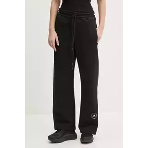 adidas by Stella McCartney pantaloni de trening din bumbac femei, culoarea negru, cu imprimeu, JJ0102 imagine