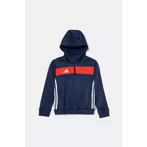 adidas Performance bluza copii culoarea albastru marin, cu glugă, modelator, JD3054 imagine