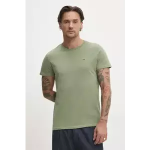 Tommy Jeans tricou din bumbac barbati, culoarea verde, neted, DM0DM04411 imagine