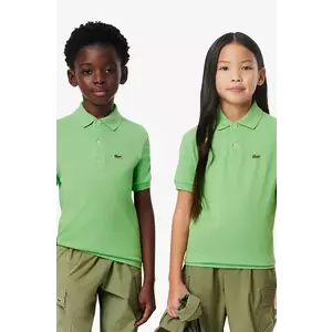 Lacoste tricouri polo din bumbac pentru copii culoarea verde, neted imagine