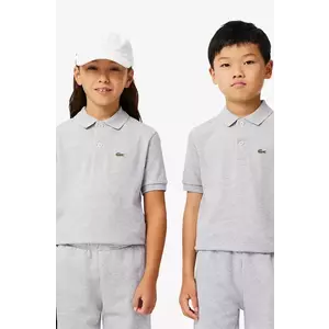 Lacoste tricouri polo din bumbac pentru copii culoarea gri, neted imagine