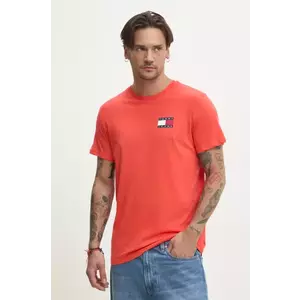 Tommy Jeans tricou din bumbac barbati, culoarea portocaliu, cu imprimeu, DM0DM20740 imagine