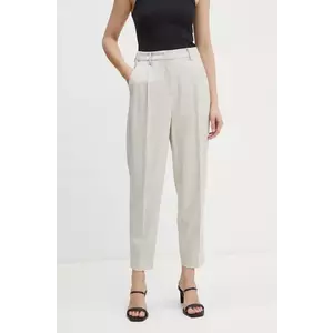 Bruuns Bazaar pantaloni din lana culoarea bej, drept, high waist, BBW4205 imagine