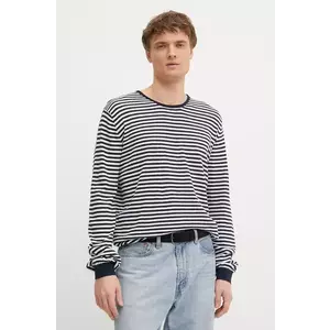 Pepe Jeans pulover din amestec de in LAYNE STRIPES barbati, culoarea albastru marin, light, PM702508 imagine